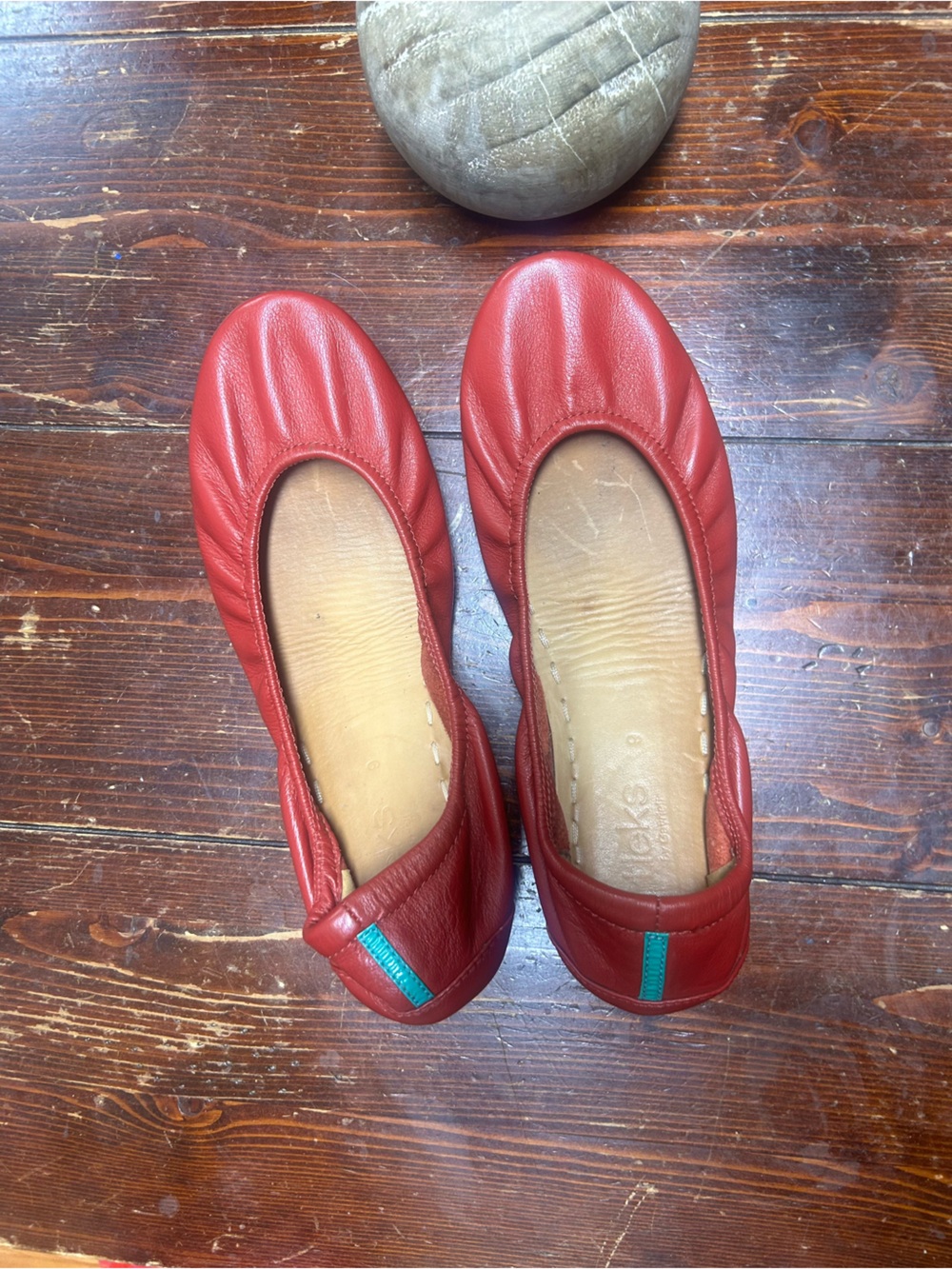 Tieks red leather flats size 9